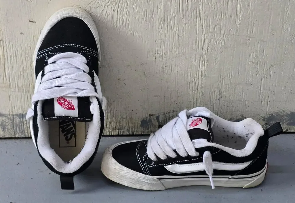 Vans Black Sneakers, White Accents, Women's Size 6.5, Men's/Kids Size 5